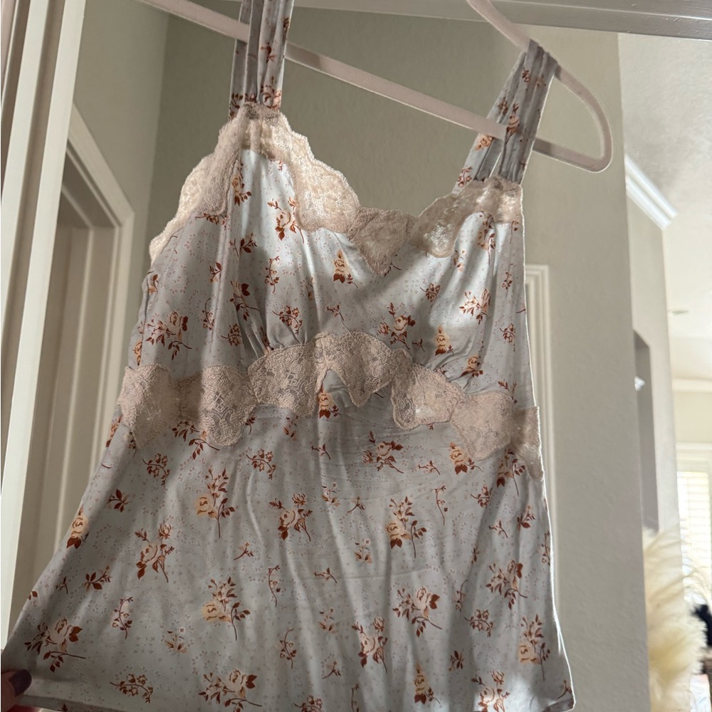 Spell fleur Lace Trim Camisole - Cream and Brown